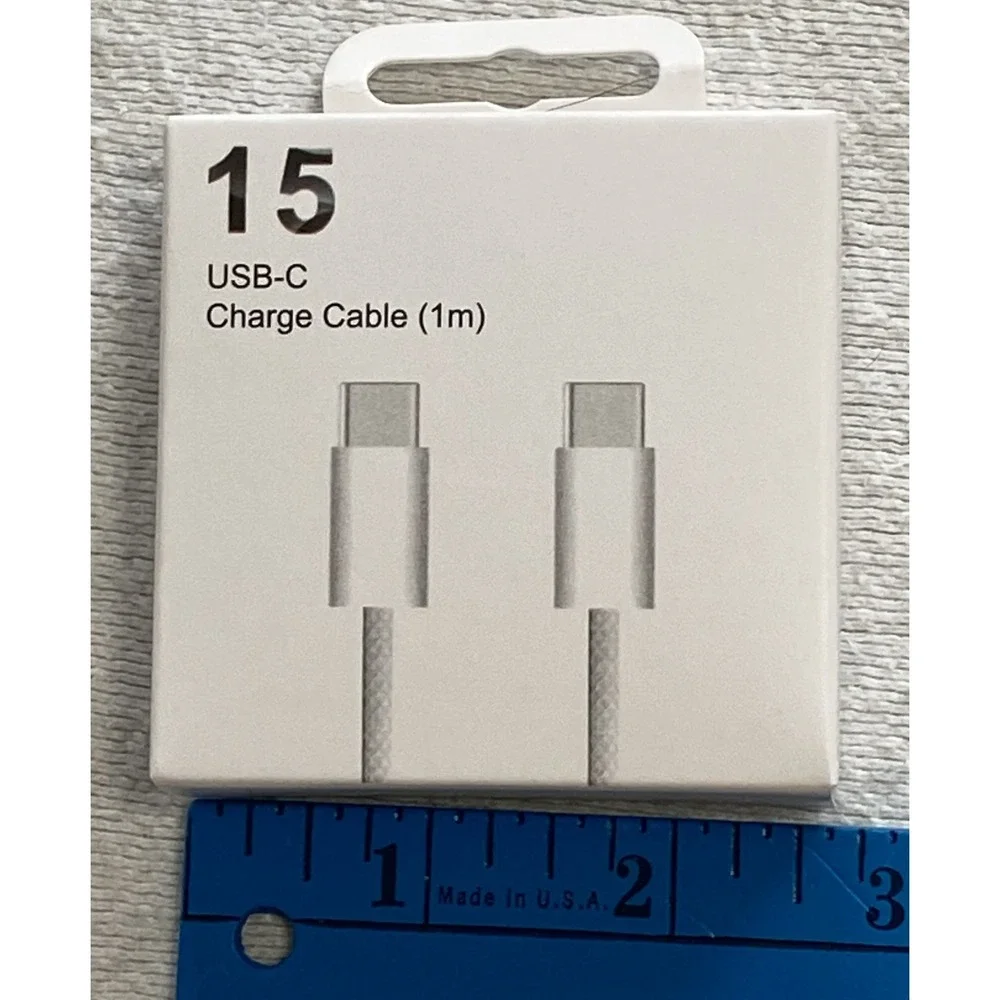 15 USB C Charge Cable 1m White Connector Cord for Phone Tablet Laptop - Picture 5 of 5